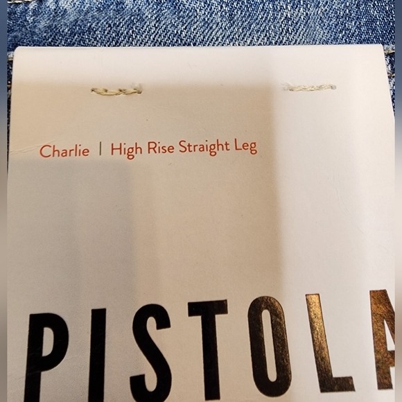NEW Pistola Charlie High Rise Straight Leg Raw Edge Side Panel Jeans Mobwife - Picture 4 of 12